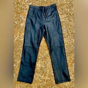 Vintage Clio Genuine Leather Pants, Side Zip, High Waisted, Straight Leg, Size 6